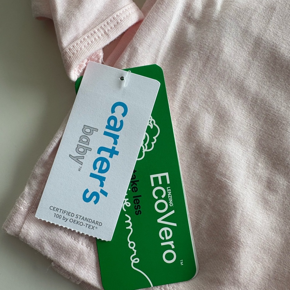 NWT Carter's Pink 2 Piece Footed  Set w/ Side Snap Top Size 6M - Picture 5 of 5